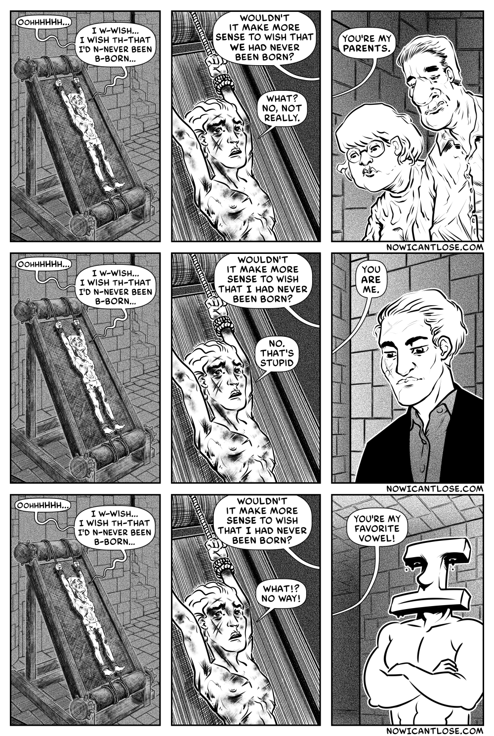 "You're my twin," "I created you," "You do an important job here," "Why would I wish you could escape from this cycle of torment?" etc. etc. etc.