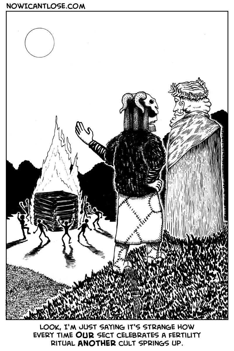 Ever read an old academic book (not talking about textbooks) with subject-related single panel comic once a chapter or so? I love those.