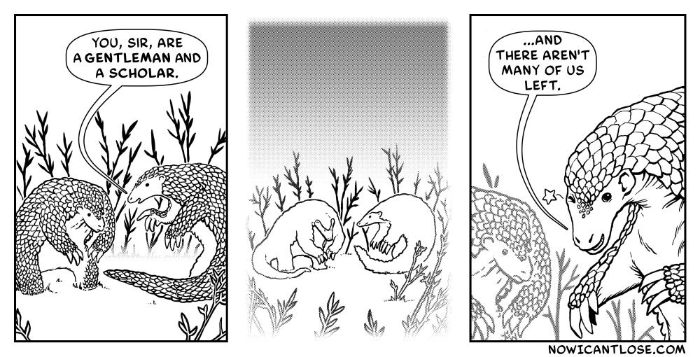 "Us" being "the highly endangered Chinese Pangolin."