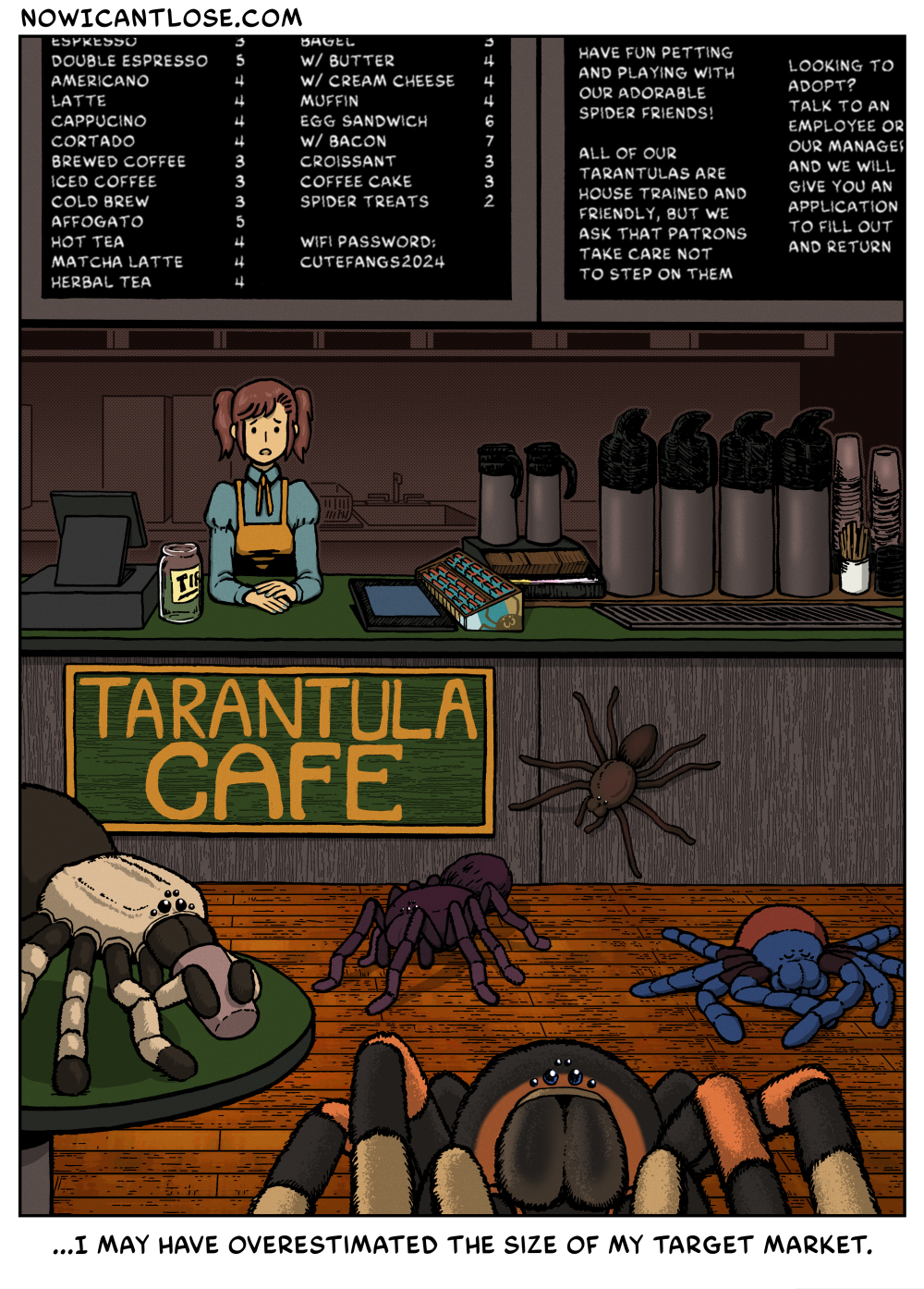 Real tarantulas are not this large, but we have a little fun here. We joke around a bit.